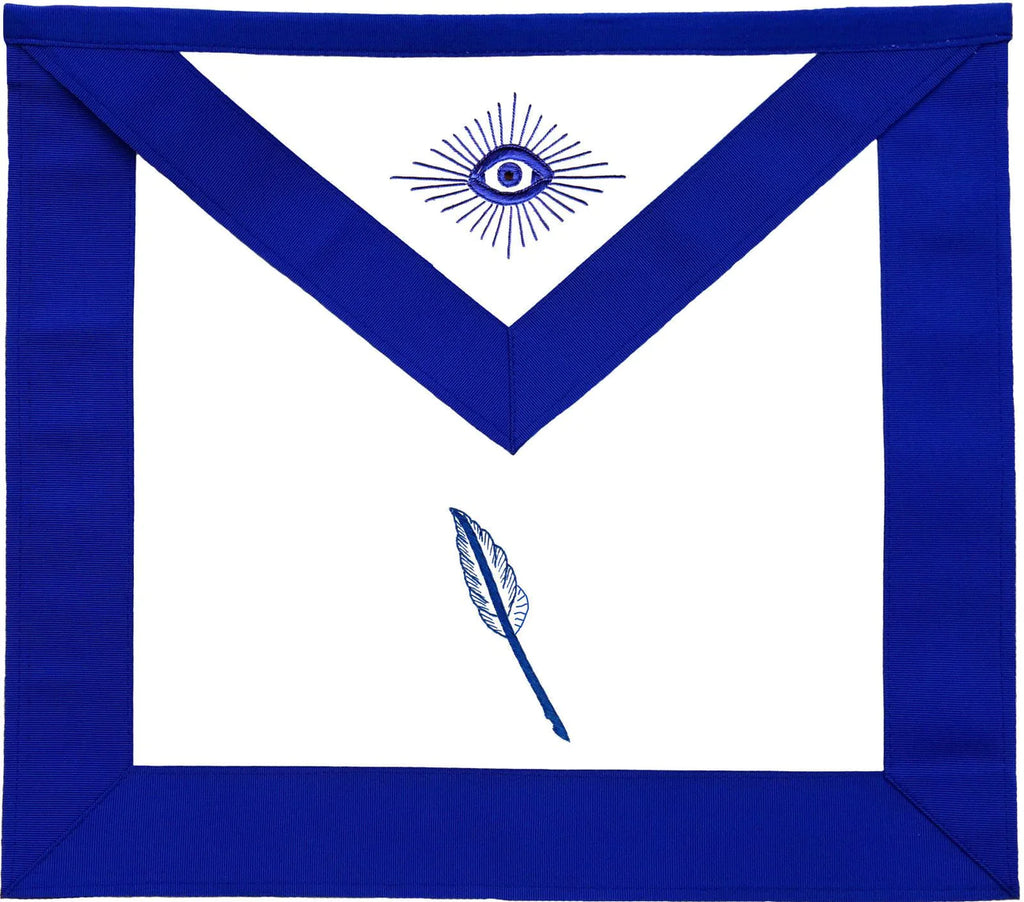 Assistant Secretary Blue Lodge Officer Apron - Machine Embroidery