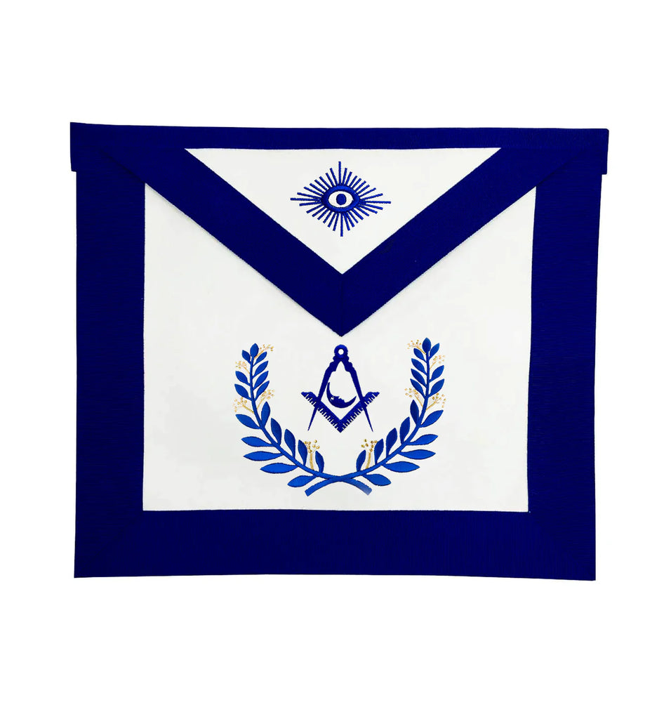 Junior Deacon Blue Lodge Officer Apron - Royal Blue Wreath Embroidery