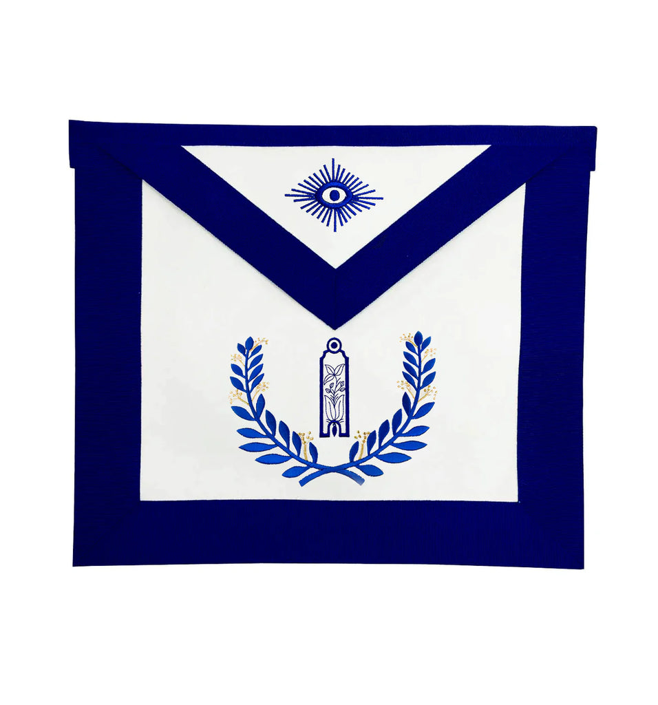 Junior Warden Blue Lodge Officer Apron - Royal Blue Wreath Embroidery