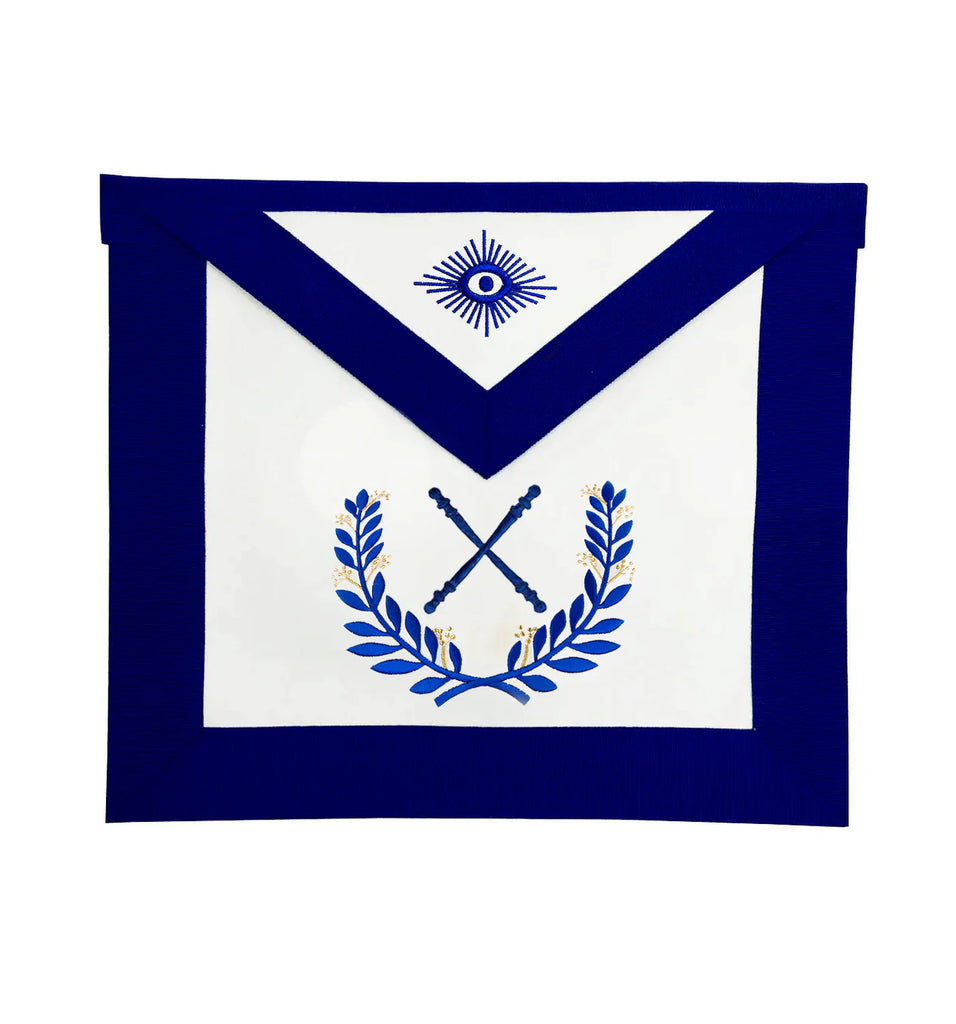 Marshal Blue Lodge Officer Apron - Royal Blue Wreath Embroidery