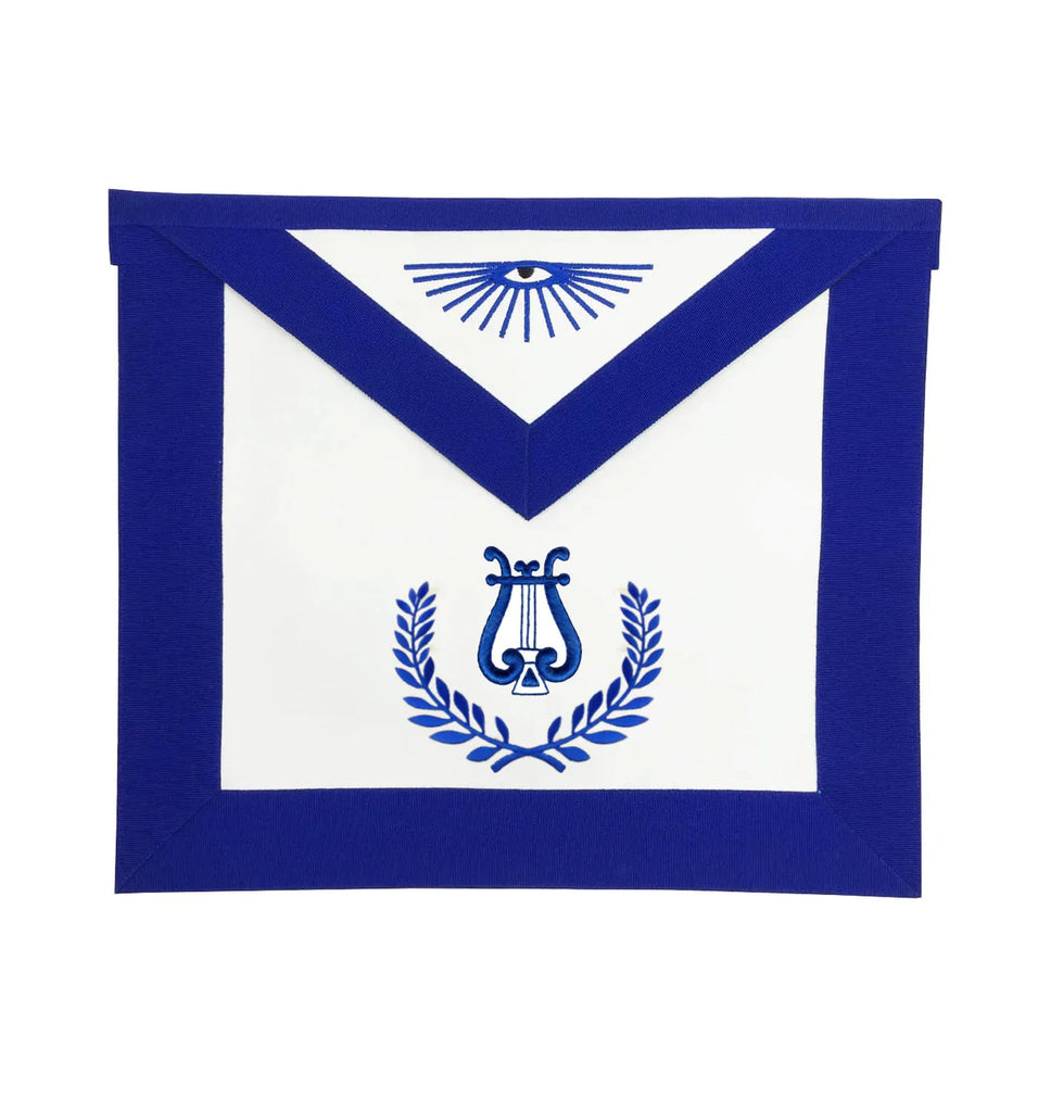Organist Blue Lodge Officer Apron - Royal Blue With Wreath