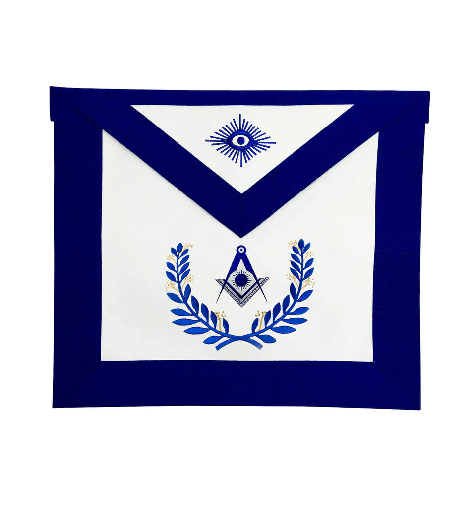 Senior Deacon Blue Lodge Officer Apron - Royal Blue Wreath Embroidery