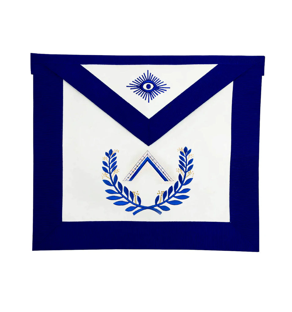 WORSHIPFUL MASTER BLUE LODGE OFFICER APRON - ROYAL BLUE WREATH EMBROIDERY