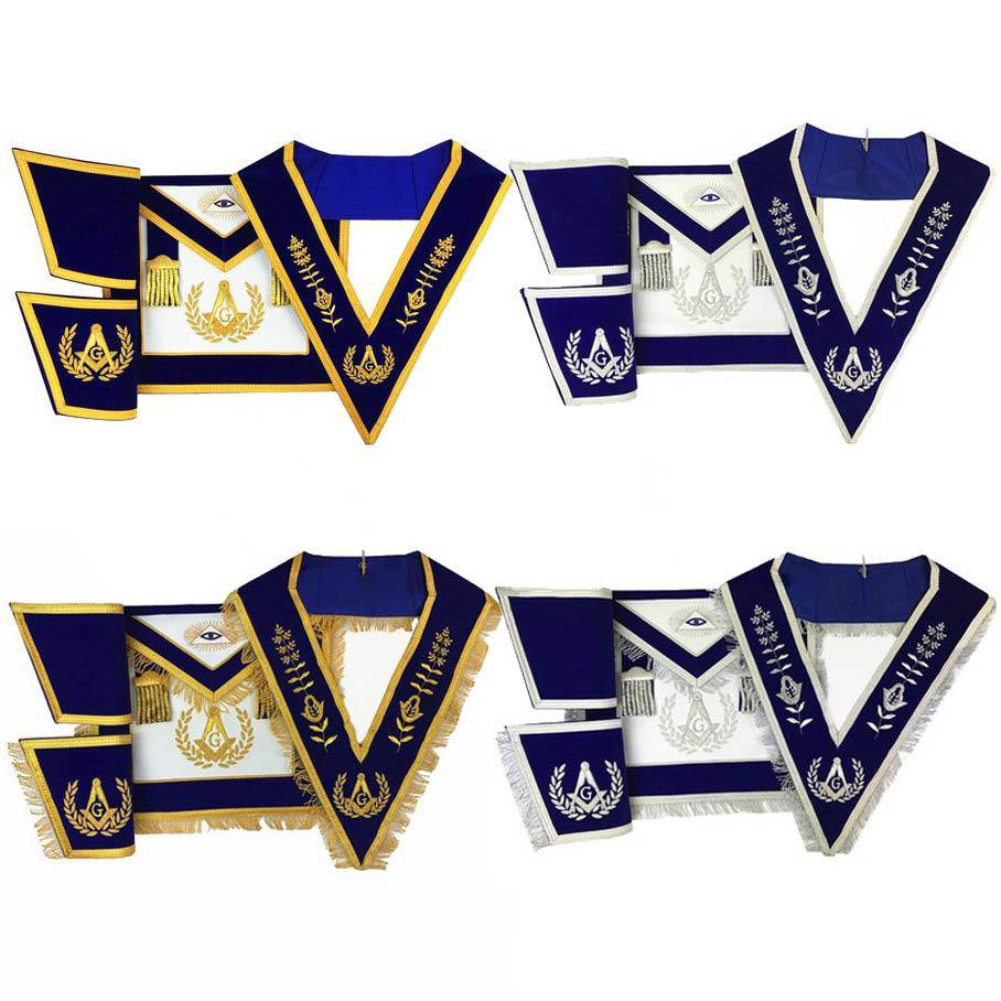 Blue Lodge Master Mason Apron Hand Embroidery Apron Gauntlet and Collar Set - Zest4Canada 