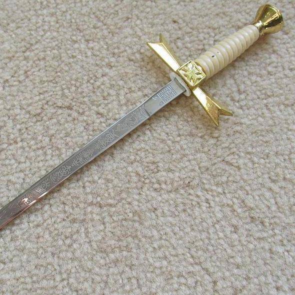 Gold Masonic Sable Fornitura Knob Ceremony Sword Knife W/ Scabbard Stand 12" - Zest4Canada 