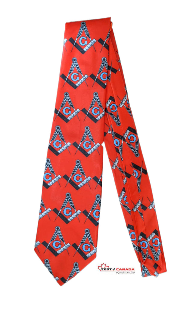 Masonic Freemason Red Craft Multi G Square Compass Necktie