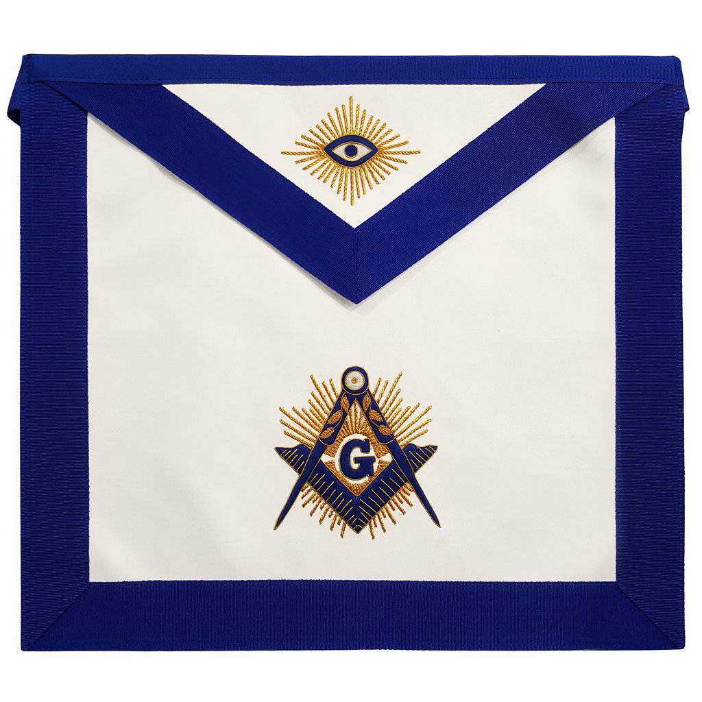 Masonic MASTER MASON Hand Embroidered Apron Square Compass G Royal Blue - Zest4Canada 
