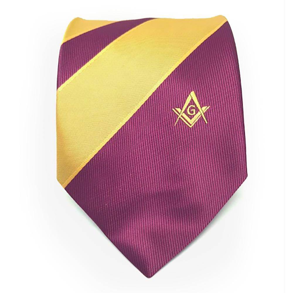 Masonic Masons Purple and Yellow Tie with Square Compass & G - Zest4Canada 