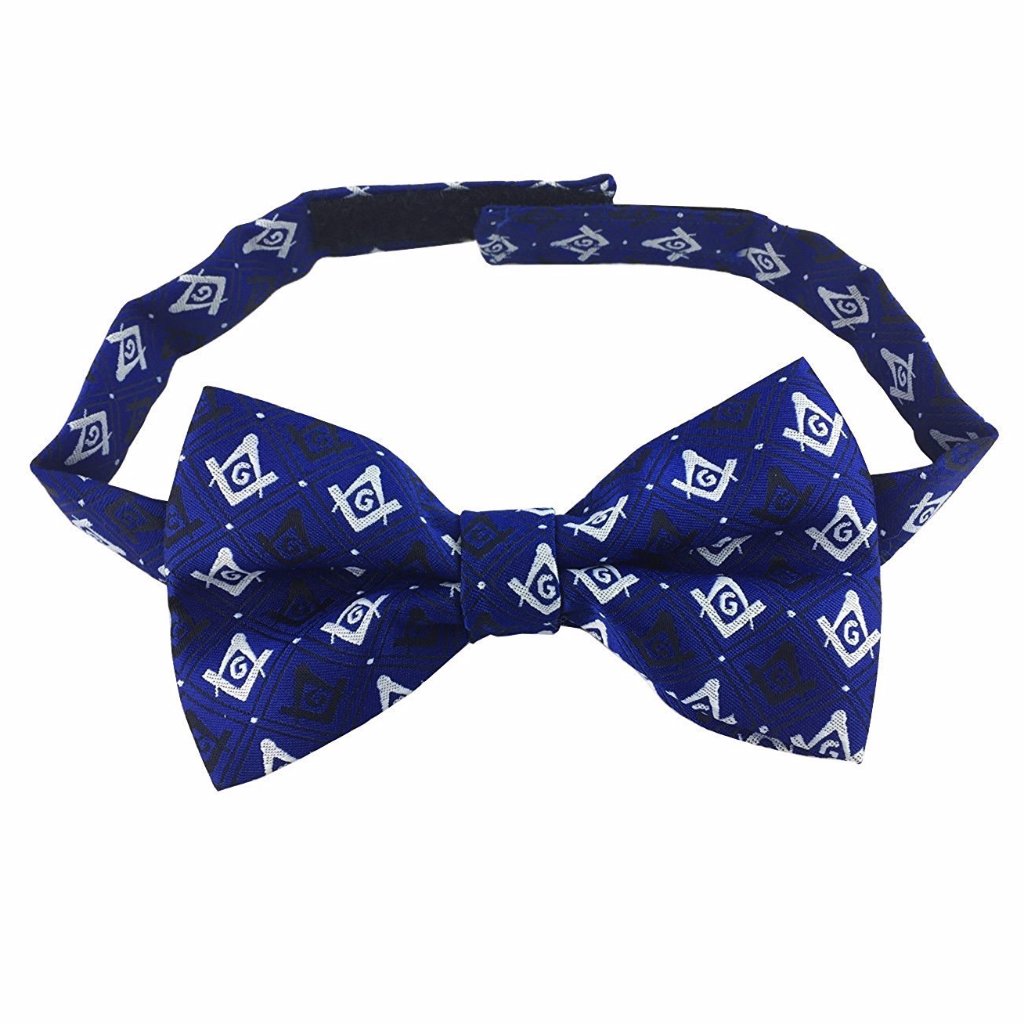 Masonic Regalia 100% Silk woven Bow Tie with Square Compass & G Blue - Zest4Canada 