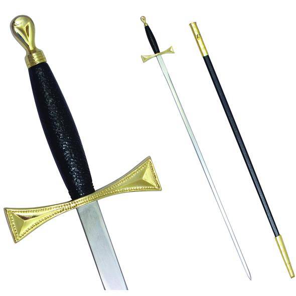 Masonic Sword with Black Gold Hilt and Black Scabbard 35 3/4" + Free Case - Zest4Canada 