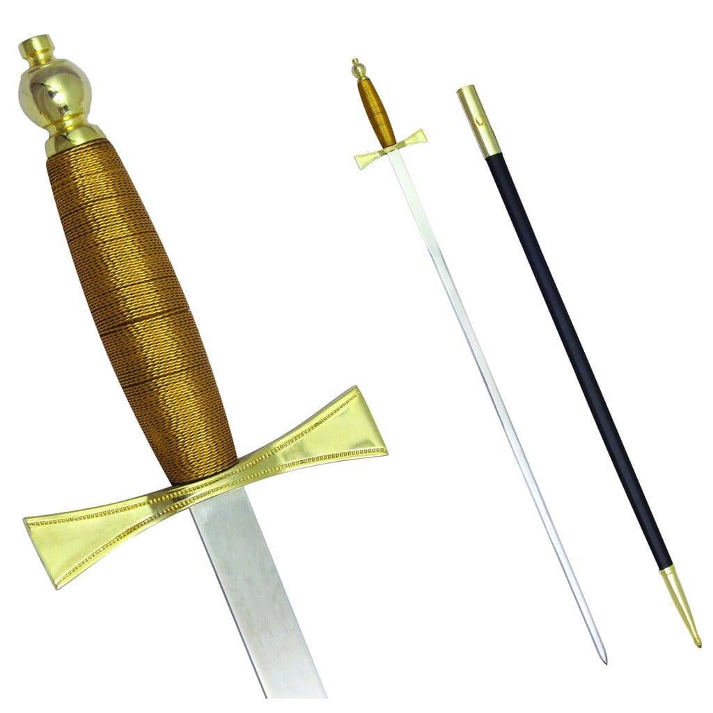 Masonic Sword with Brown Gold Hilt and Black Scabbard 35 3/4" + Free Case - Zest4Canada 