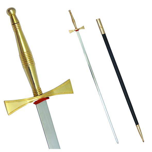 Masonic Sword with Gold Hilt and Black Scabbard 35 3/4" + Free Case - Zest4Canada 