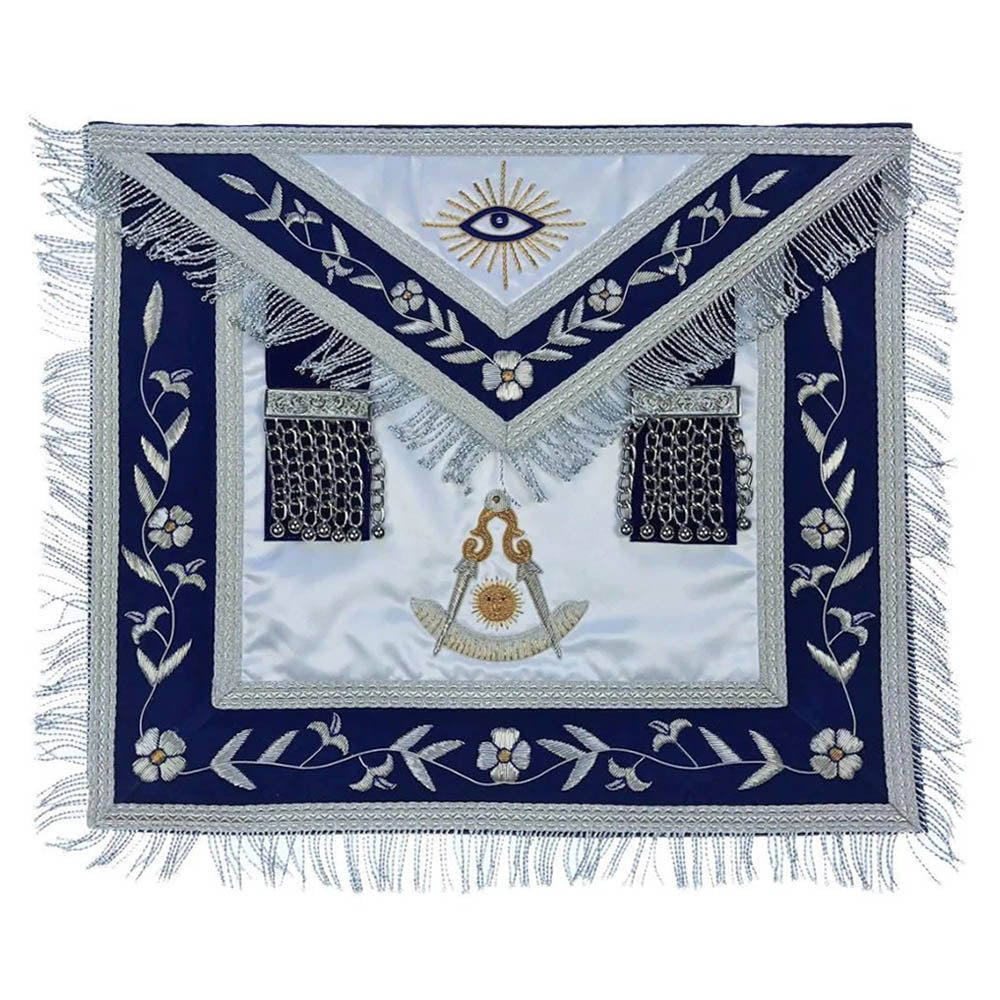 Past Master Lodge Apron Satin – Hand Embroidered
