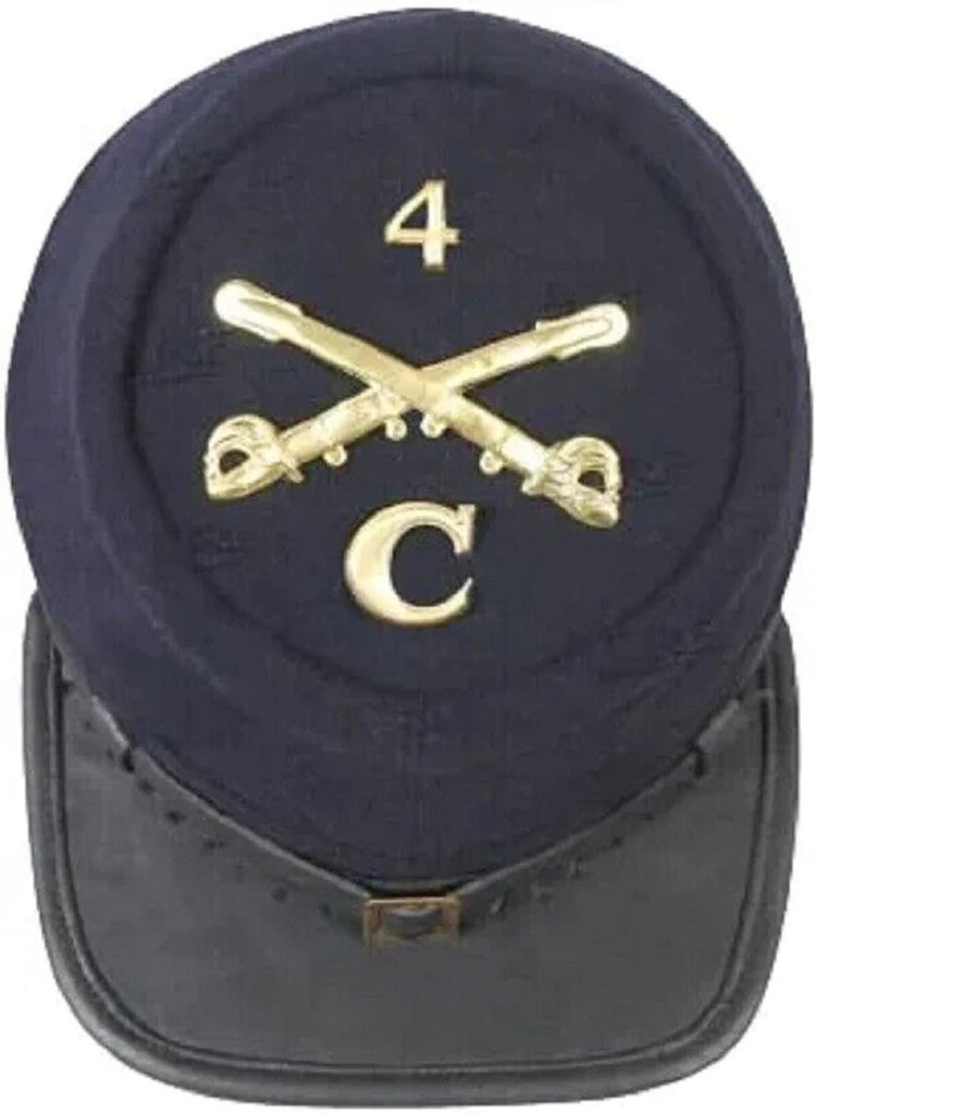 SIMPLE CAVALRY '4' 'C' Us Civil War Union 4th Massachusetts Cavalry Kepi