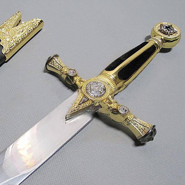 Square Compass Gold Masonic Masonic Sword Knife W/ Scabbard Gold 25.3" - Zest4Canada 