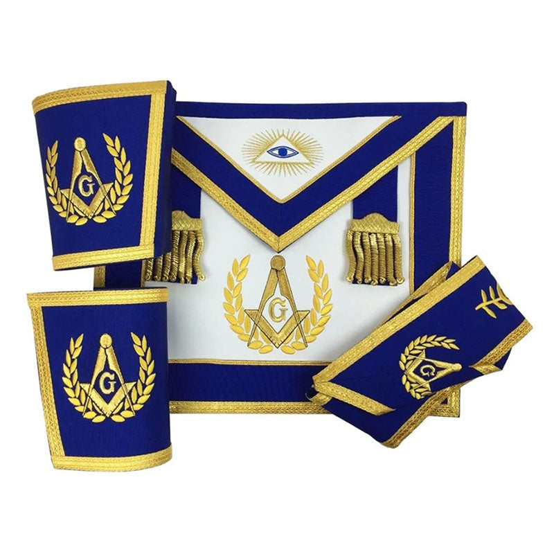Blue Lodge Master Mason Apron Set (Apron, Collar and Cuffs)