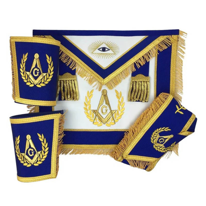 Blue Lodge Master Mason Set Gold with Fringe (Apron, Collar and Cuffs)