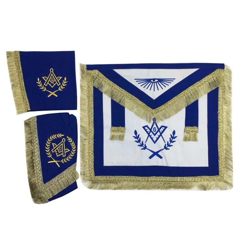 Blue Lodge Master Mason Set (Apron, Collar and Cuffs) – Polyester