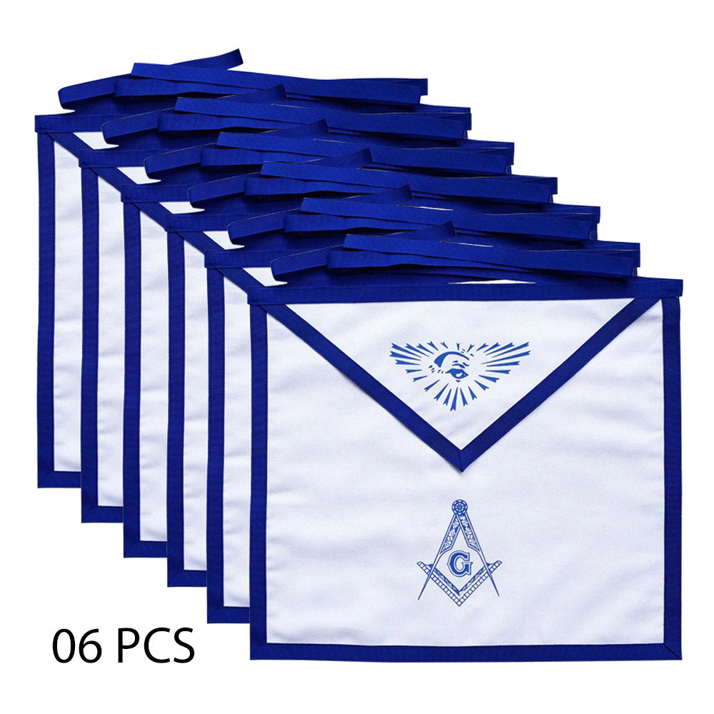 Masonic Blue Lodge White Cloth Apron – Master Mason 6 pcs