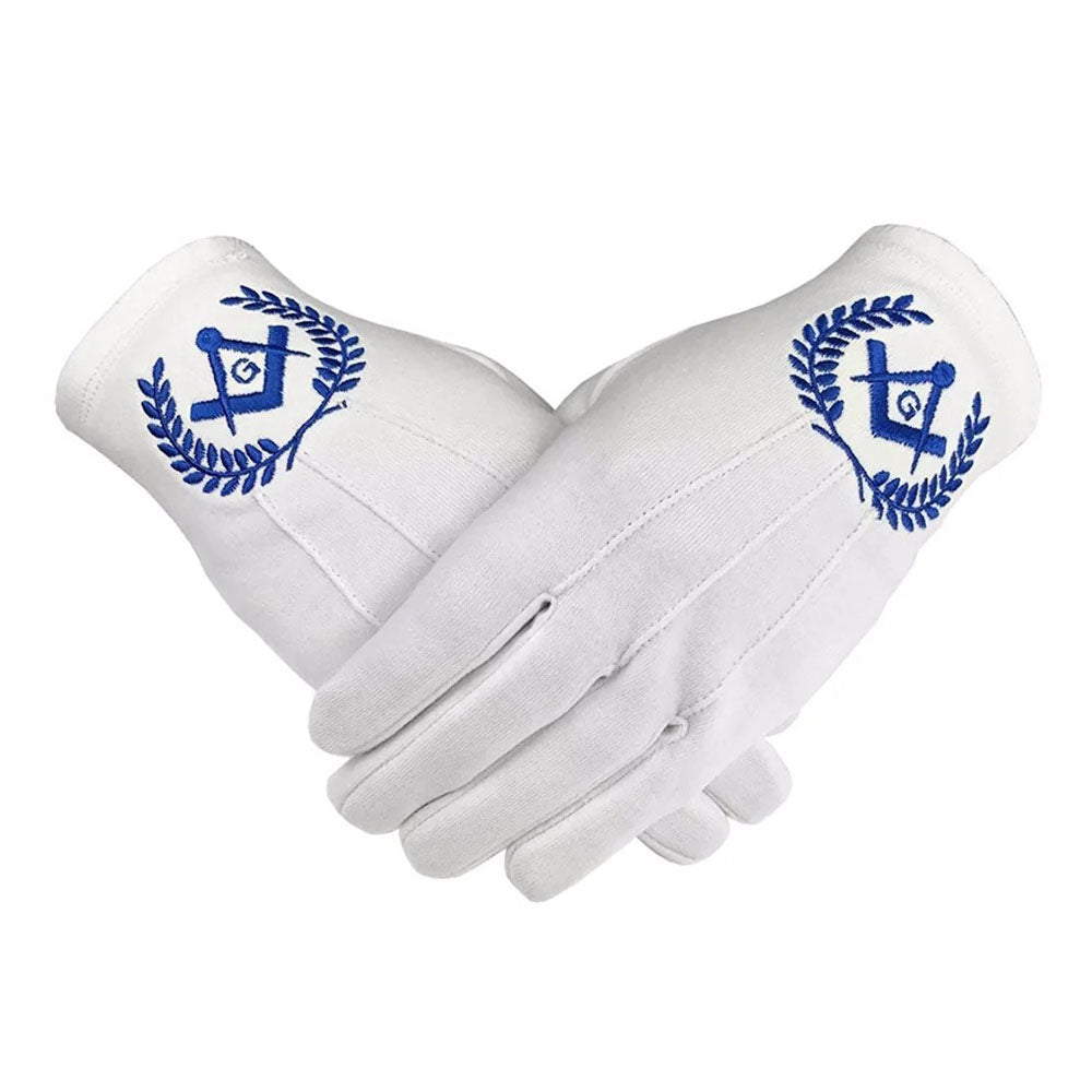 Grand Lodge Cotton Gloves Blue Emblem