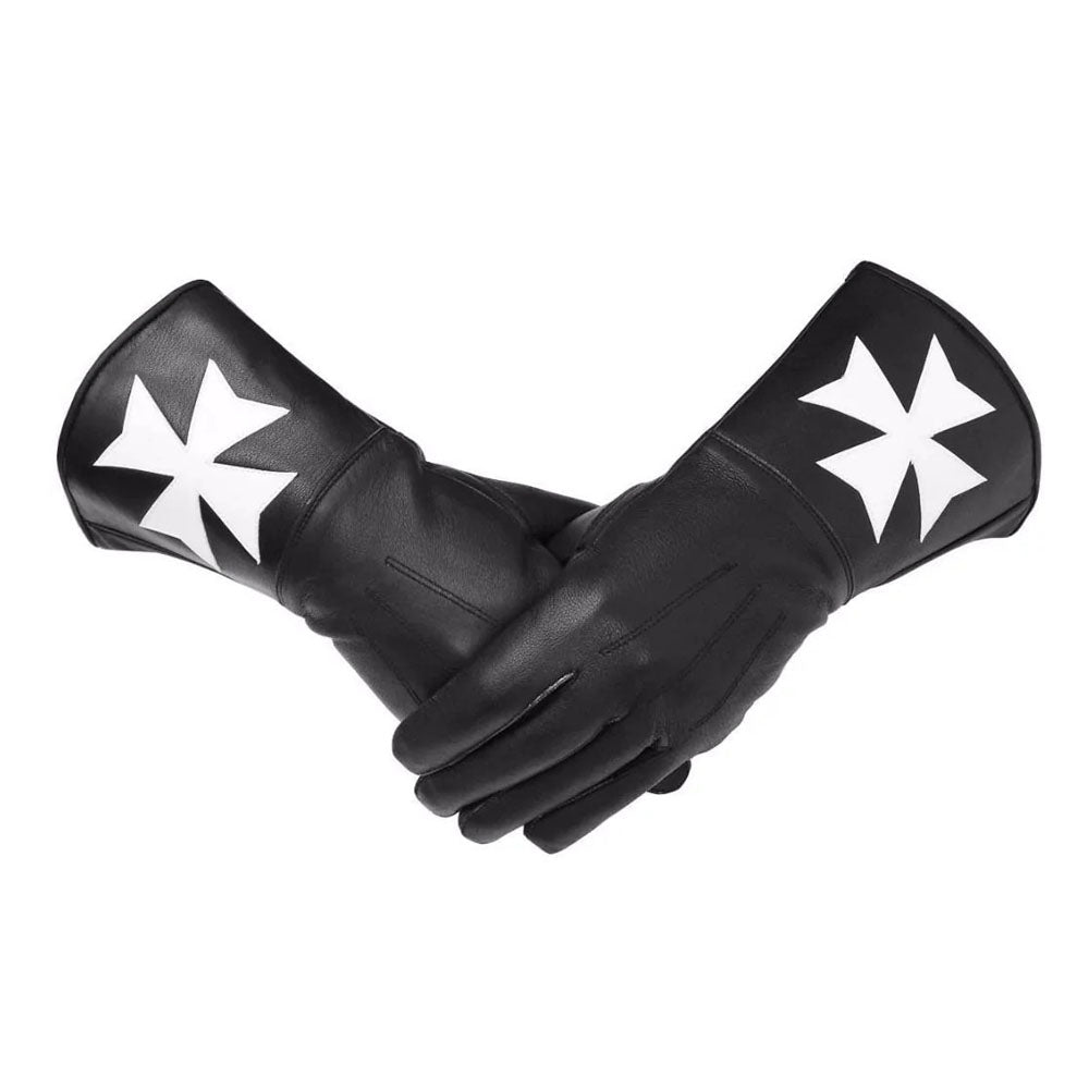 Knights of Malta Black Leather Gloves