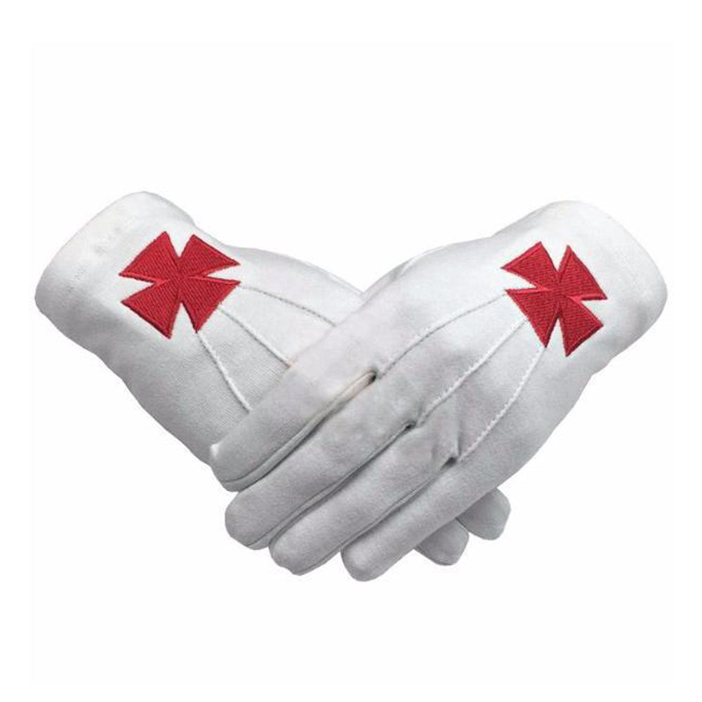 Knights Templar Red Cross White Gloves