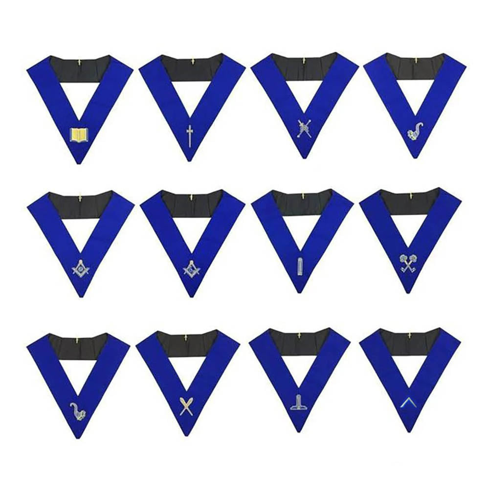 Masonic Blue Lodge Officers Collars – 12 PCS Set