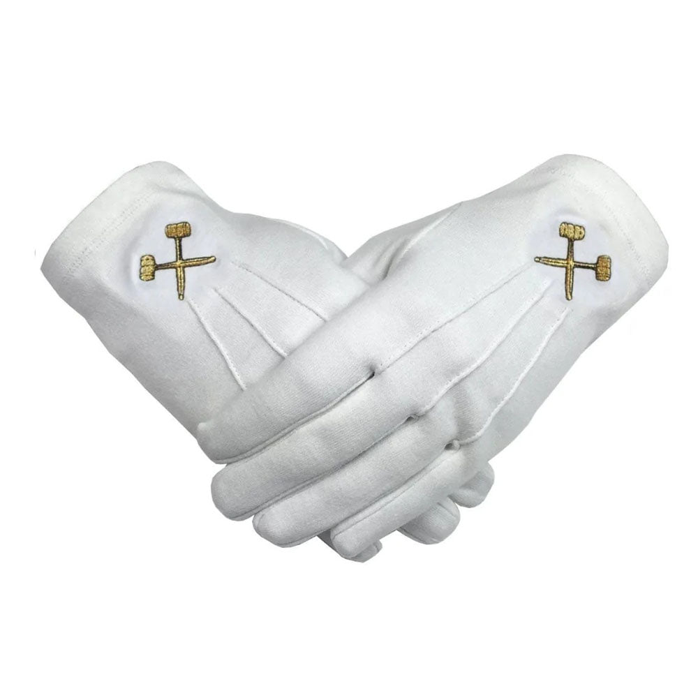 Masonic Gold Trowels Gloves. 