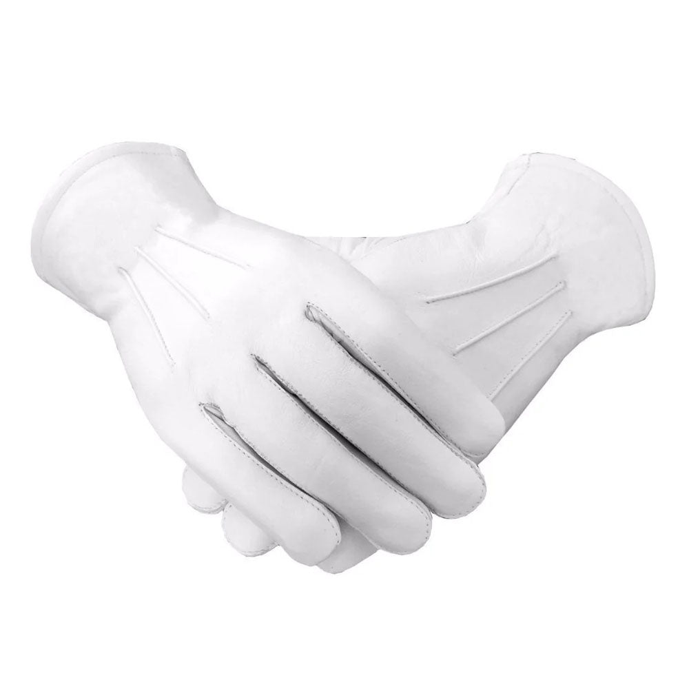Masonic Soft White Leather Gloves.