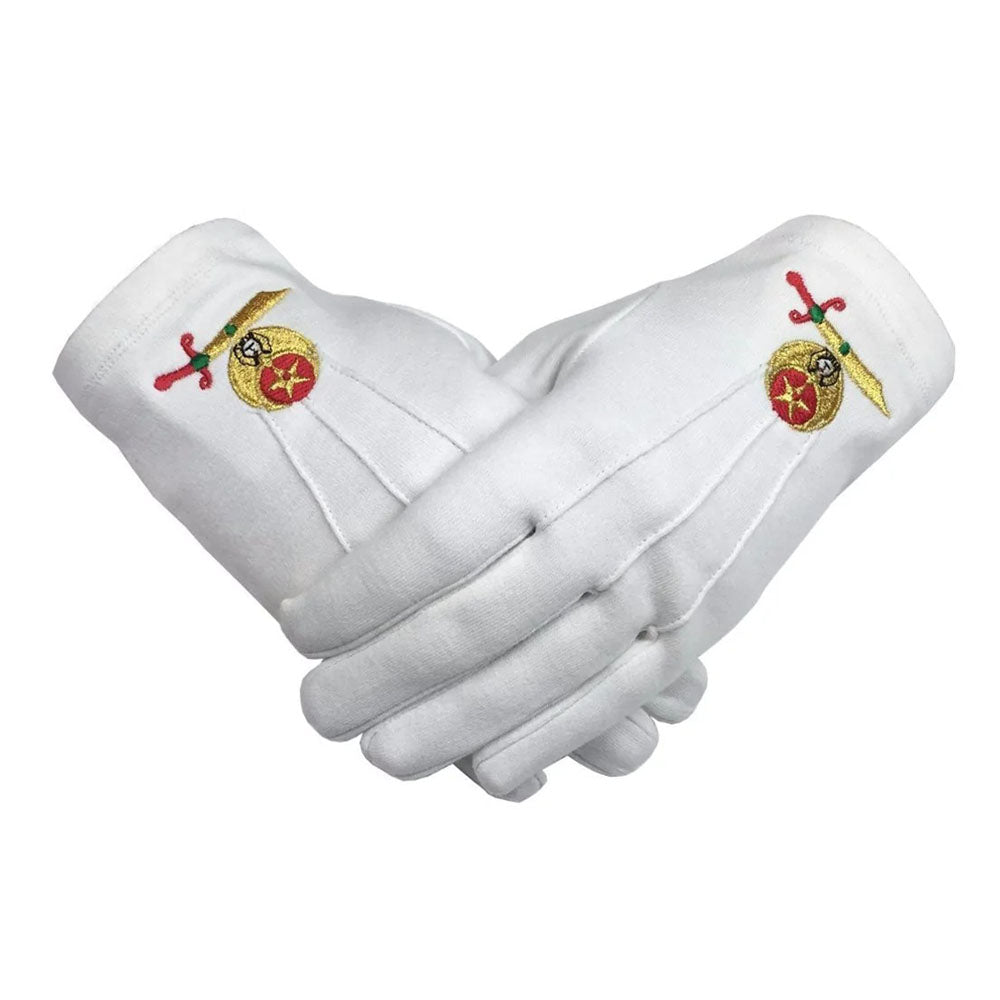 Masonic White Cotton Shriner Gloves.