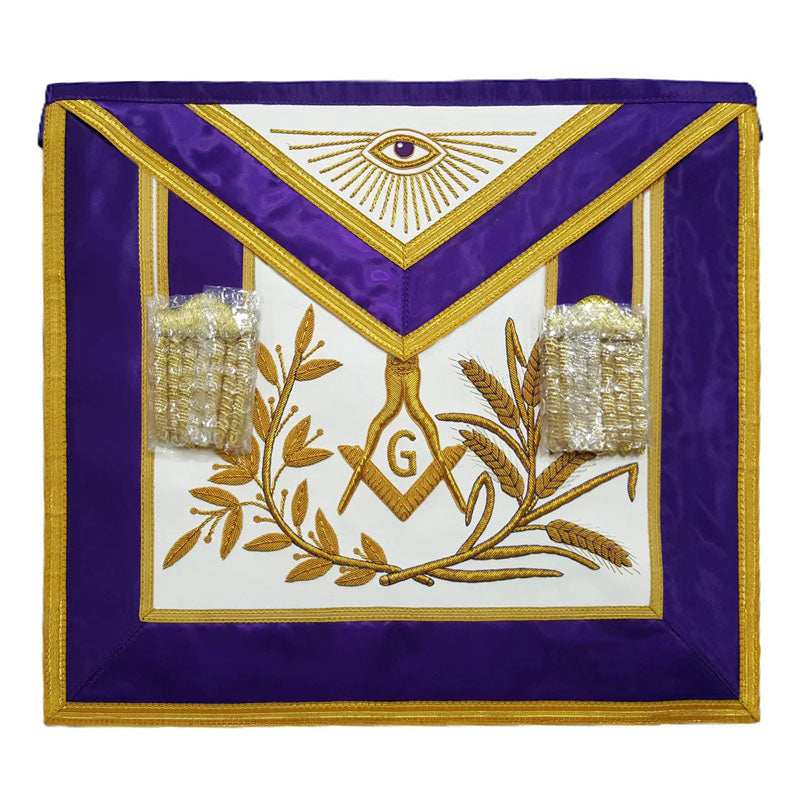 Master Mason Apron Lambskin Purple – Hand Embroidered