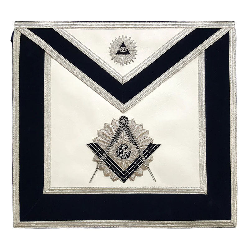 Master Mason Leather Apron Navy Blue – Hand Embroidered