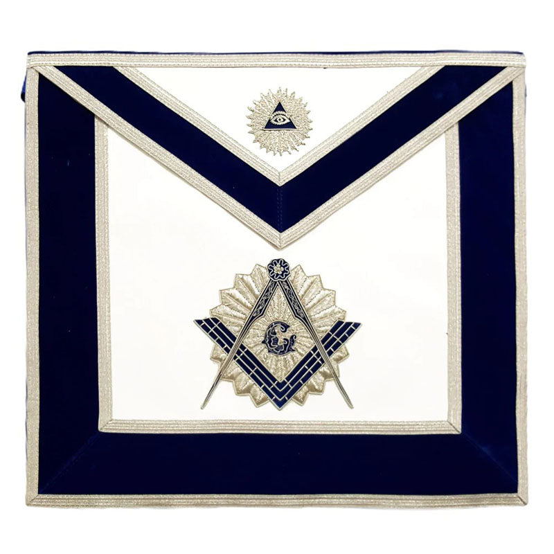 Master Mason Leather Apron Royal Blue – Hand Embroidered