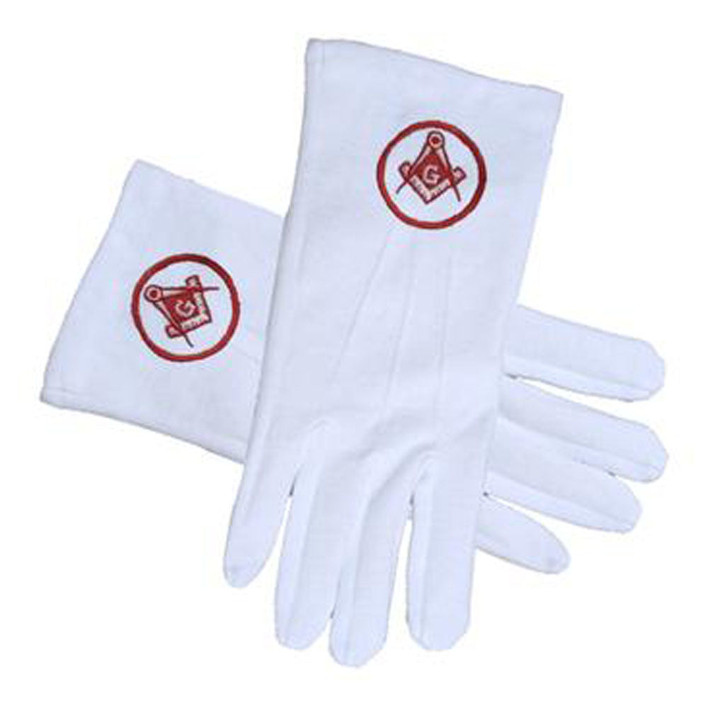Master Mason Red Embroidered Gloves