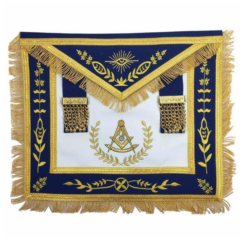 Blue Lodge Past Master Apron Blue Gold – Machine Embroidered