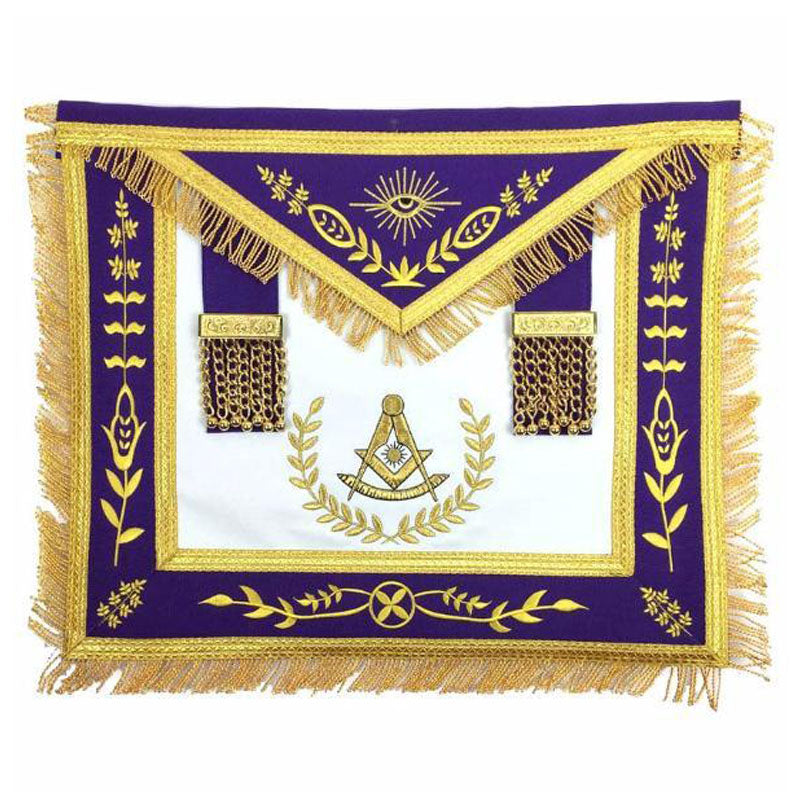 Blue Lodge Past Master Apron Purple Gold – Machine Embroidered