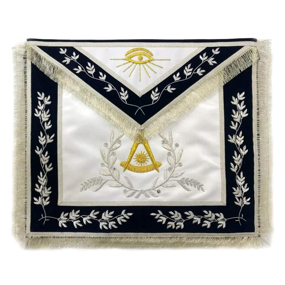 Past Master Lambskin Apron Navy Blue – Hand Embroidered