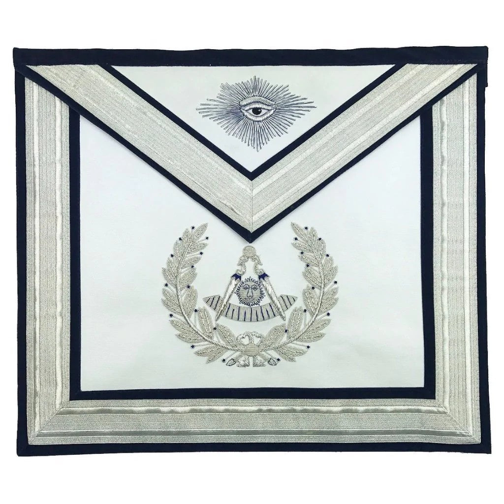 Past Master Leather Apron Silver Emblem – Hand Embroidered