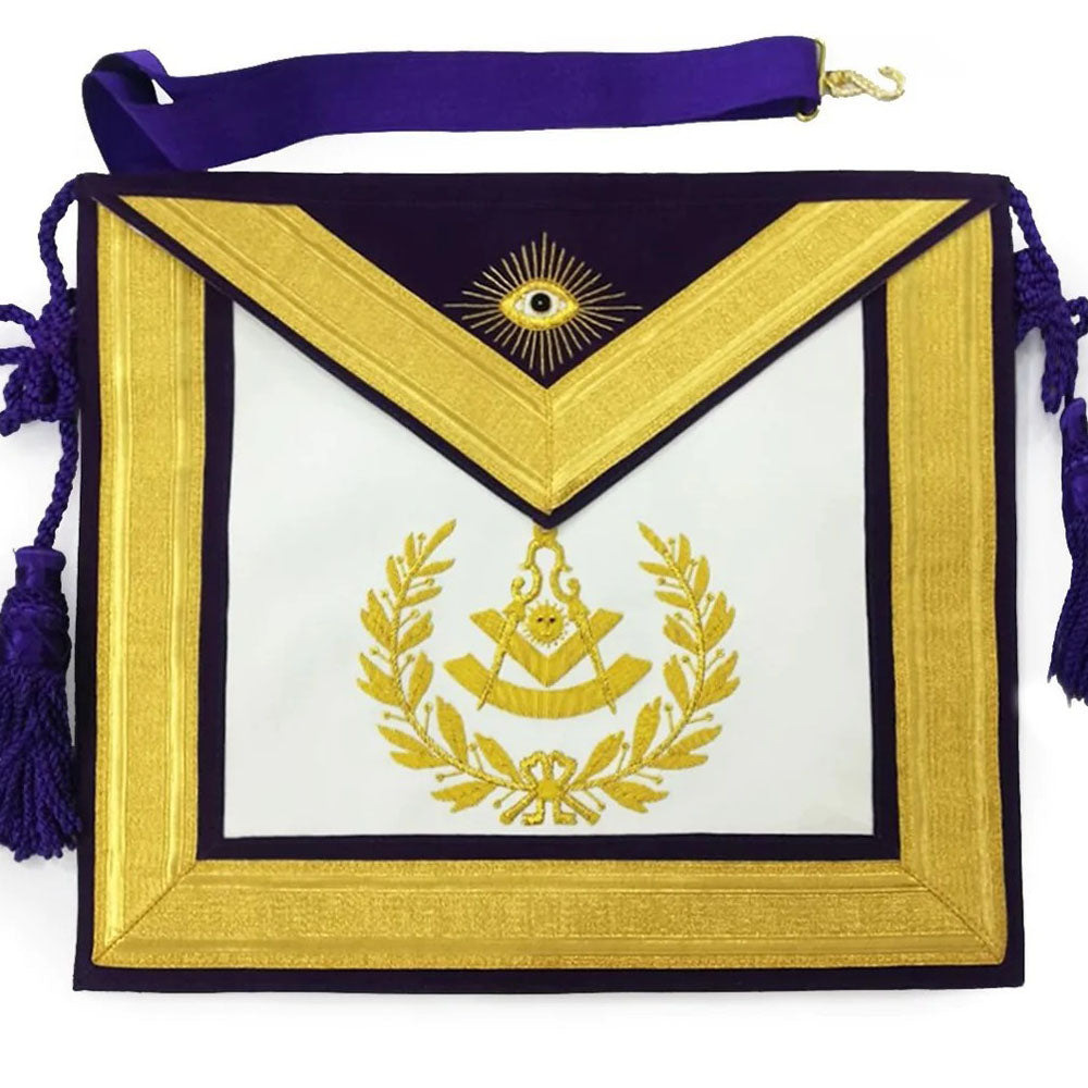 Past Master Leather Apron With Emblem – Hand Embroidered