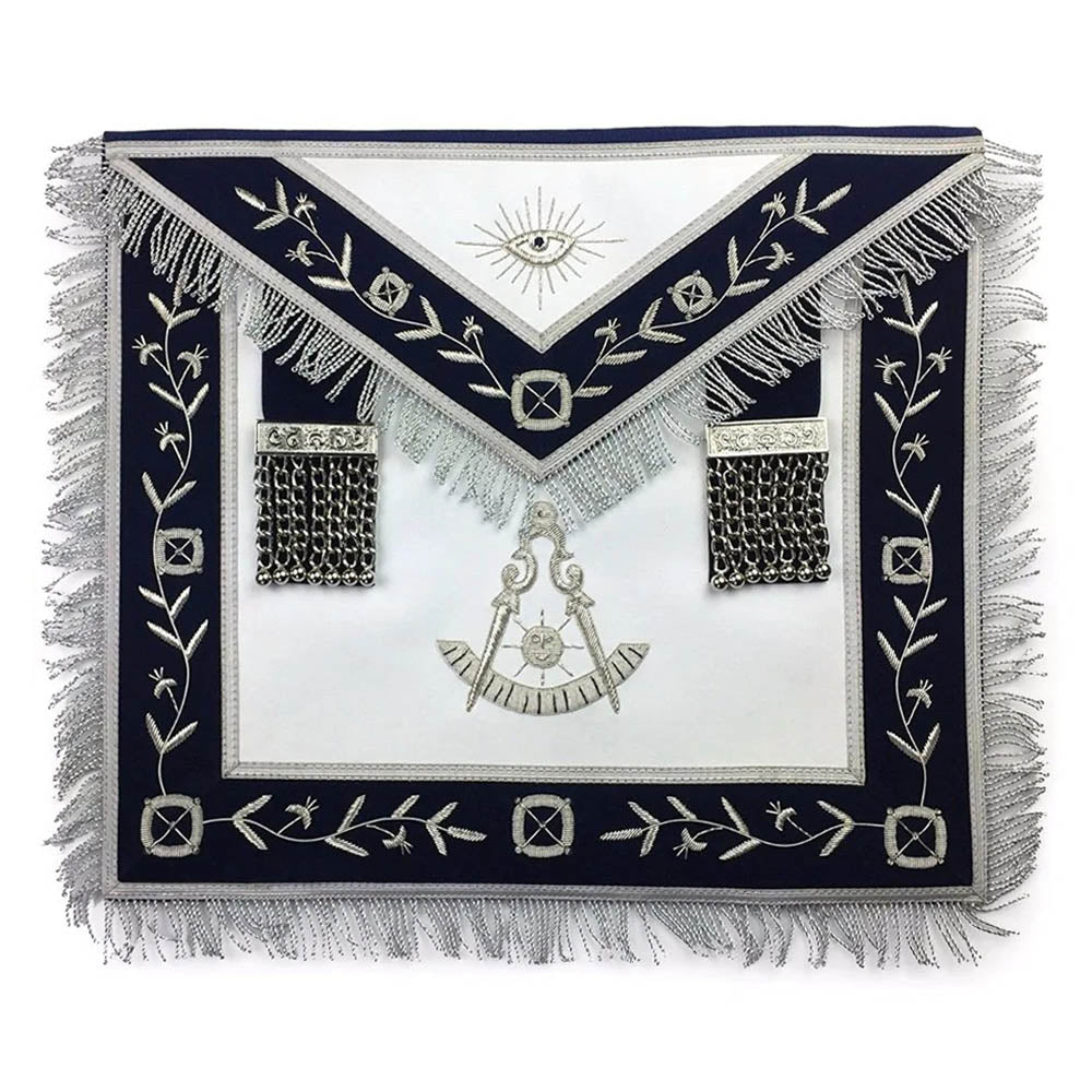Past Master Lodge Apron Navy – Hand Embroidered