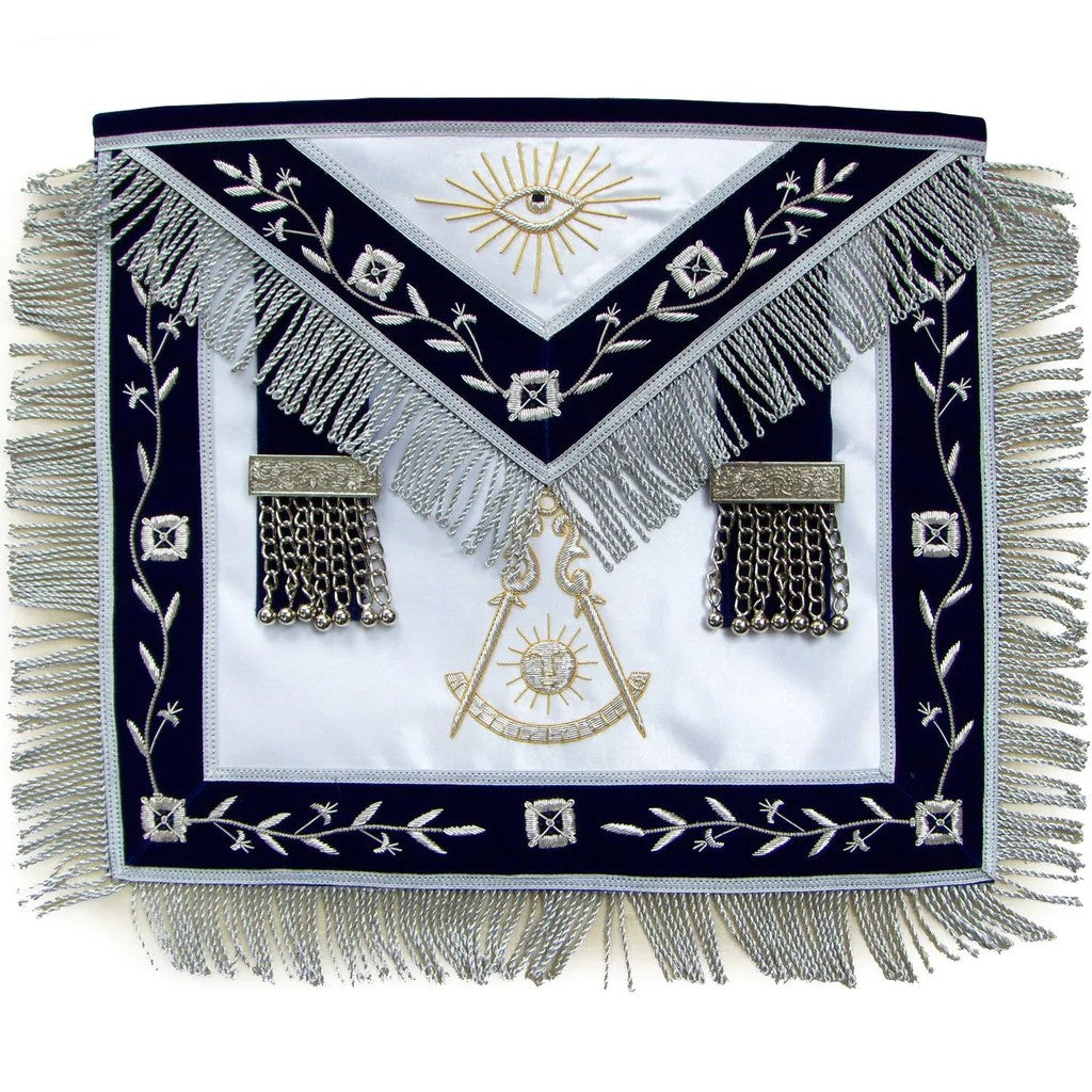 Past Master Lodge Apron Silver – Hand Embroidered