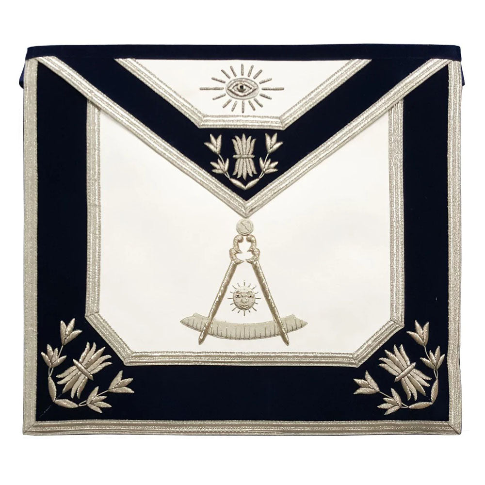 Past Master Lodge Leather Apron Navy – Hand Embroidered