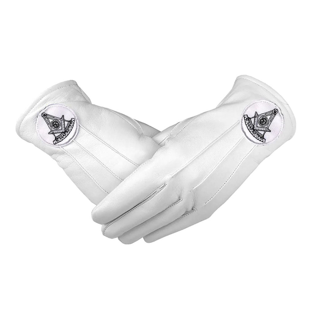 Masonic Past Master White Leather Gloves