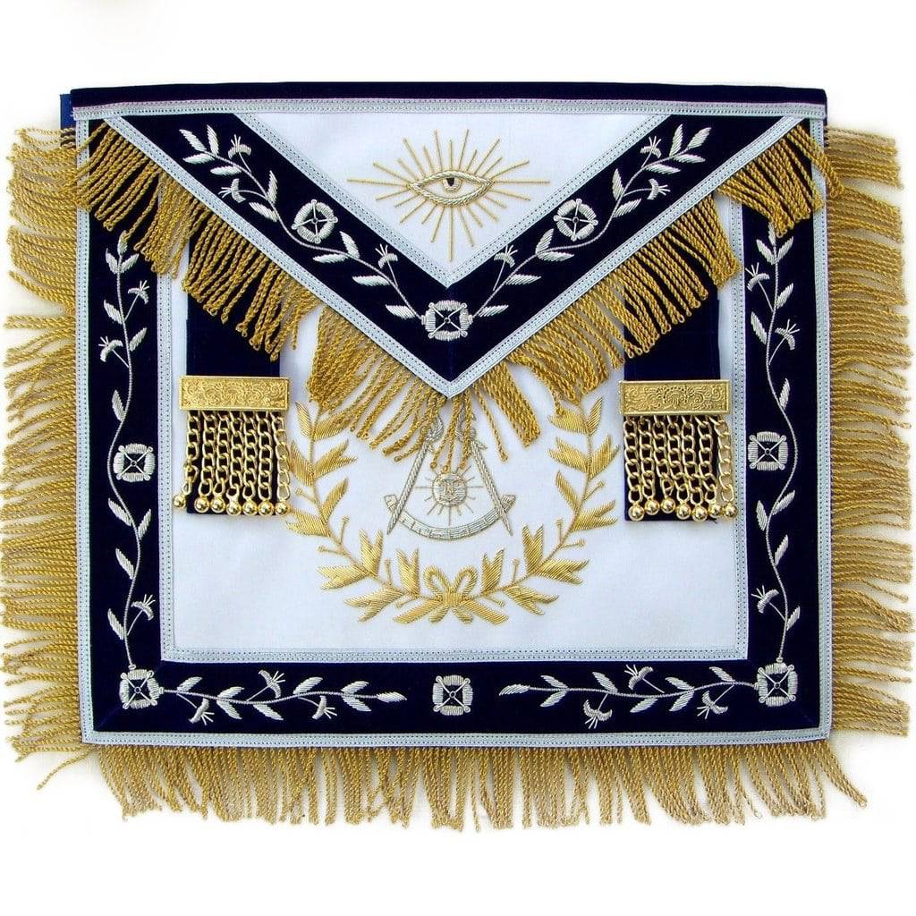 Masonic Regalia  Blue Lodge Past Master Apron With Wreath Bullion Hand Embroidered - Zest4Canada 