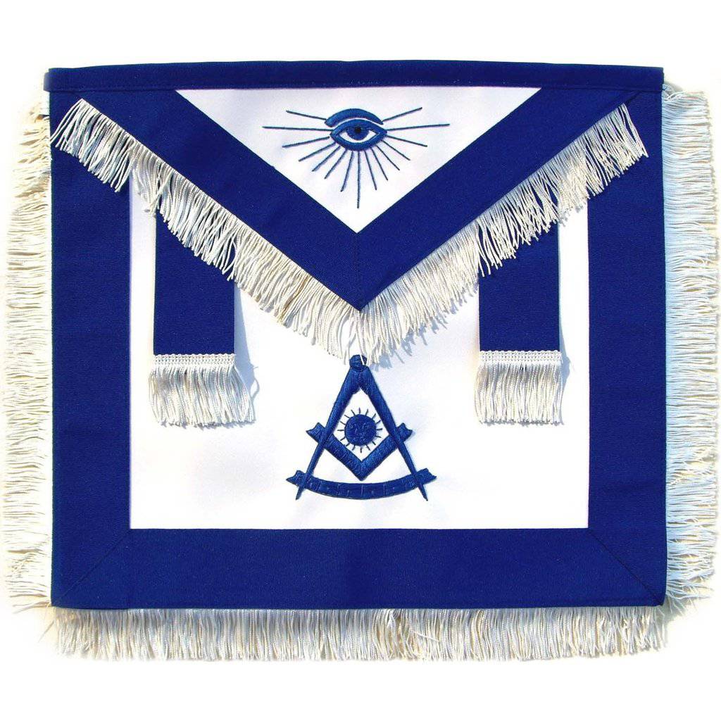 Masonic  Regalia Past Master Apron Blue With White Fringe - Zest4Canada 