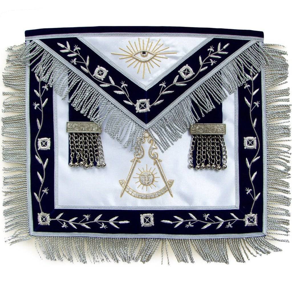 Masonic Regalia Blue Lodge Past Master Apron Hand Embroidered Bullion Vine - Zest4Canada 